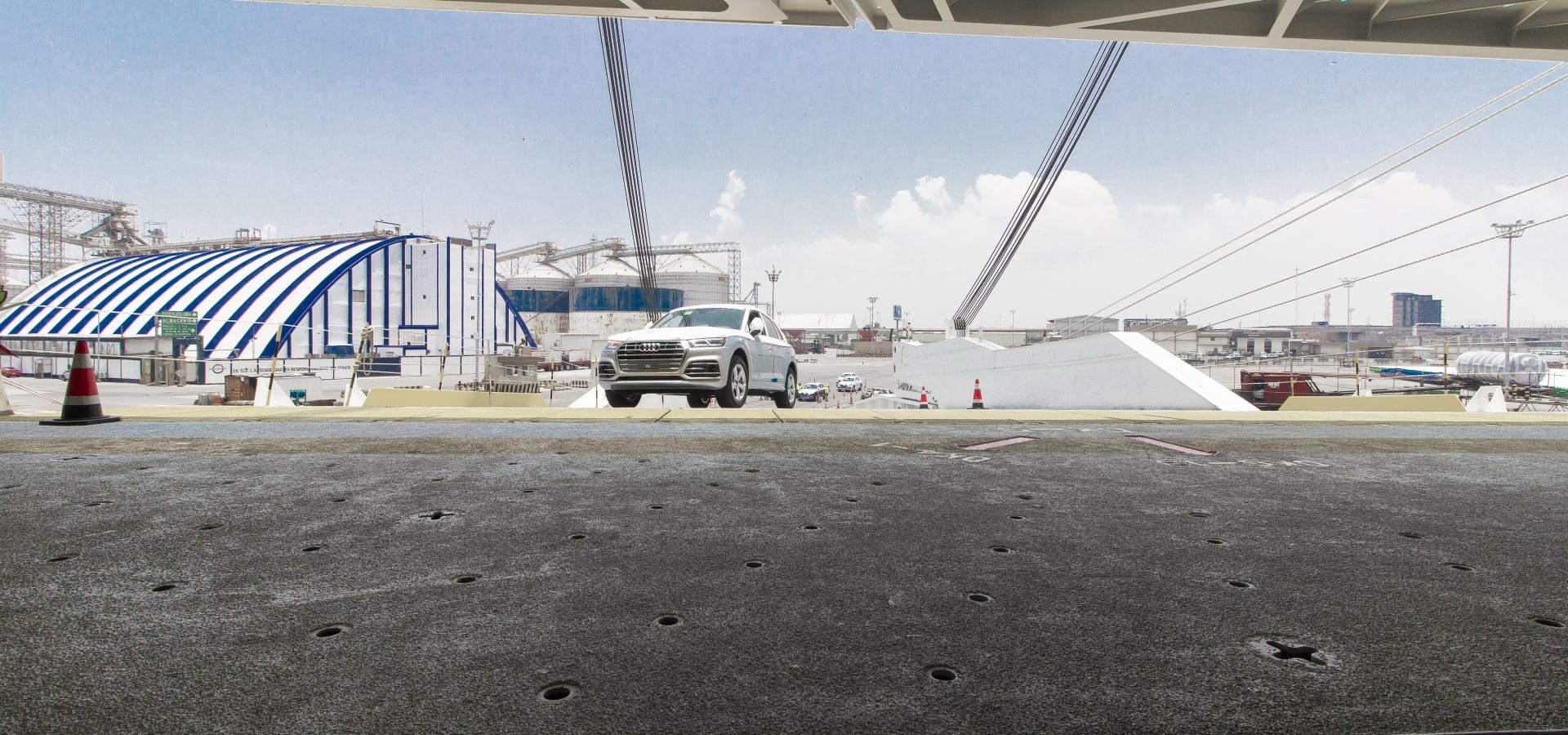 Car leaving dock