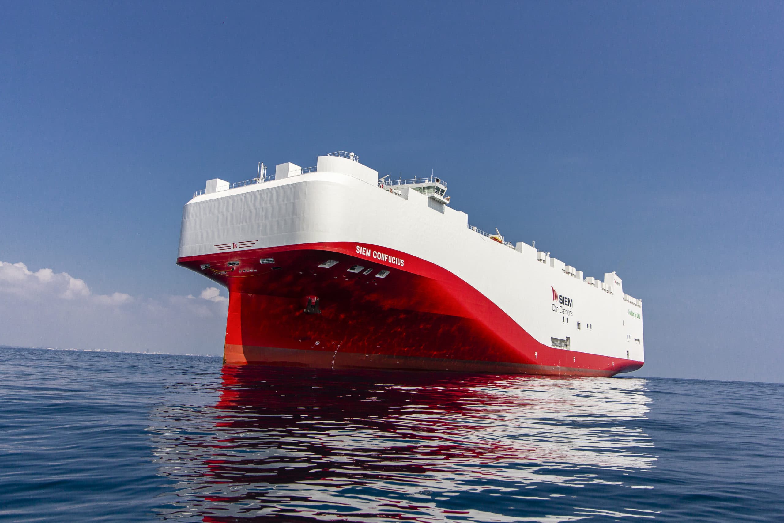 Ship at sea taken from sea level